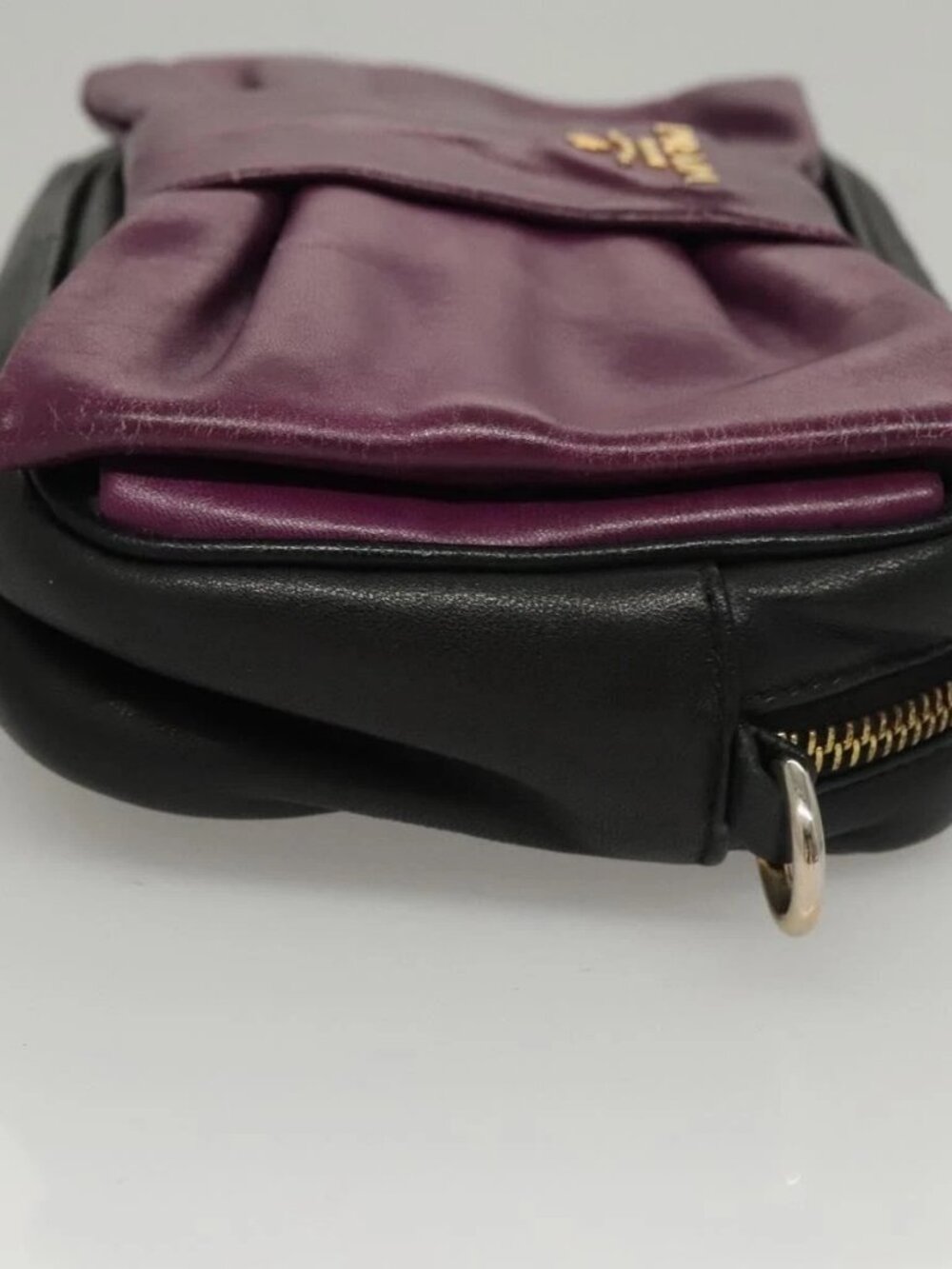 PRADA ribbon Shoulder Bag Leather Purple Gold - Picture 6 of 16